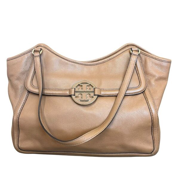 Tory Burch Amanda Tan Camel Leather Easy Tote Shoulder Bag Tote